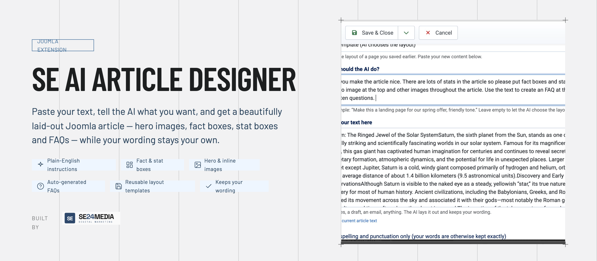 Launching our Joomla AI Article Designer